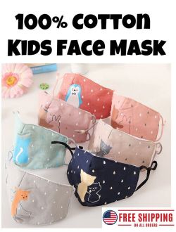 100% Cotton Kids Animal Face Masks; Face Mask for Child Boys Girls; US Seller