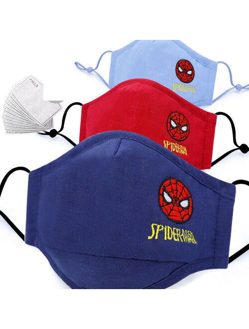 Kids Childrens Marvel Spiderman Half Face Mask Boys Washable Cotton Mouth Cover
