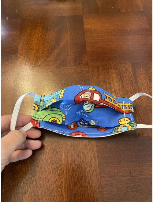 Kids Boys Truck Face Mask Cotton CDC recommended with Nose Clip