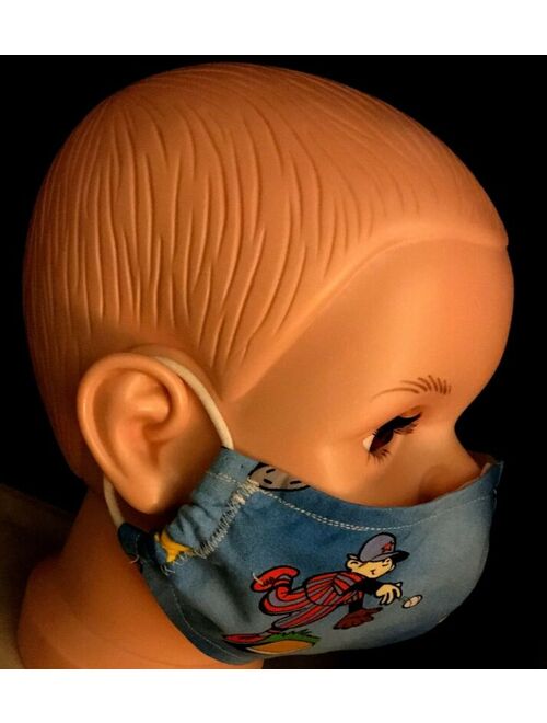 Handmade fitted Boys Sports pattern Washable Face Mask size small
