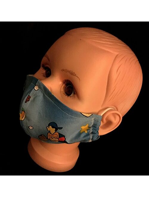 Handmade fitted Boys Sports pattern Washable Face Mask size small