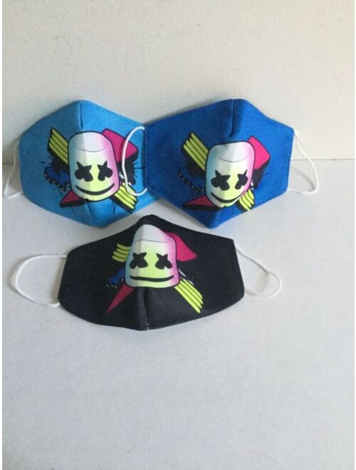 Set Of 3 Boys Cotton Handmade Face Mask Marshmallo/Robot New Cosplay