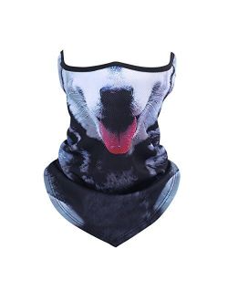 ECYC Unisex 3D Prints Animal Pattern Half Face Mask Neck Gaiter Warmer Scarf for Outdoor Sports