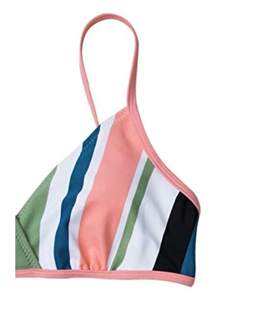 CUPSHE Women's Striped Back Hook Closure Bikini Adjustable Straps Swimsuit
