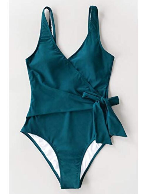 CUPSHE Women's Elegant Dance Solid One-Piece Swimsuit Beach Swimwear Bathing Suit