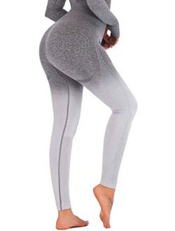 Ombre Seamless Gym Leggings Power Stretch High Waisted Yoga Pants Running Workout Leggings