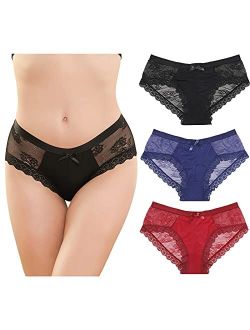 Jenny Jen 3-Pack Zoe Women's Lace Cheeky Panties Bikini Hipster Underwear