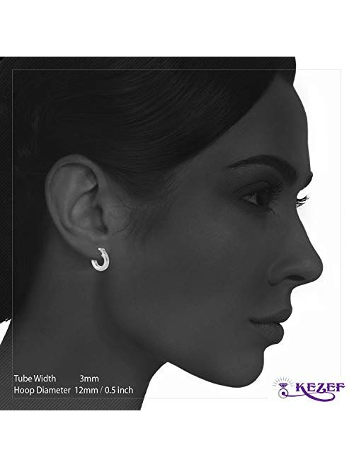 3mm Click Top Tube Hoop Earrings 925 High Polish, 5 Sizes