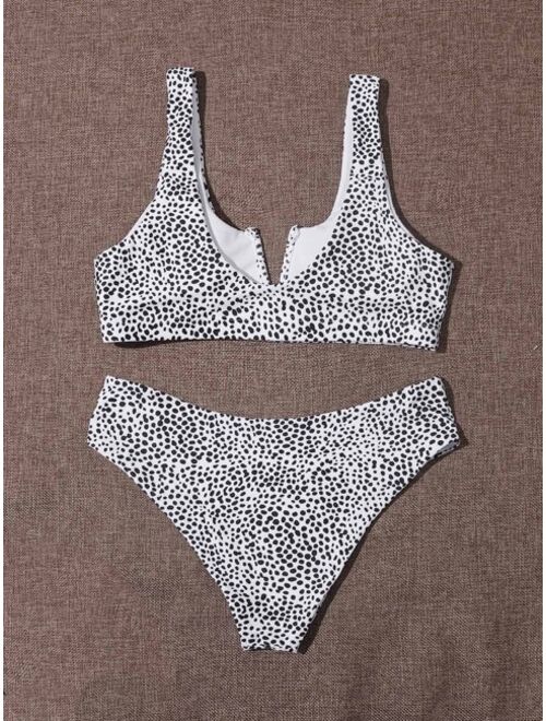Shein Dalmatian V Wired Bikini Swimsuit