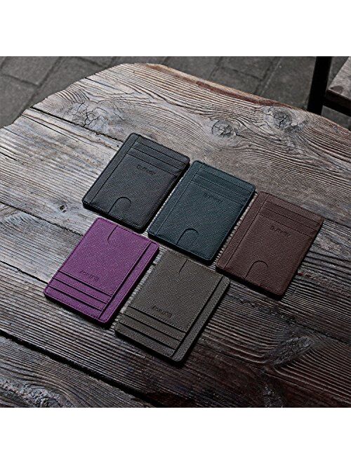Slim Minimalist Leather Wallets for Men & Women - Cross Black