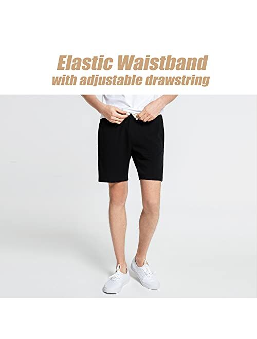 MaaMgic Mens Athletic Shorts Zipper Pocket 7" Workout Gym Casual Above Knee Outfit Shorts for Men Bodybuilding Pants Pajama