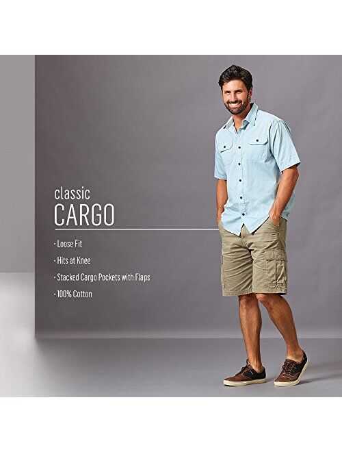 Wrangler Authentics Men's Classic Relaxed Fit Cargo Short, Dark Putty, 36