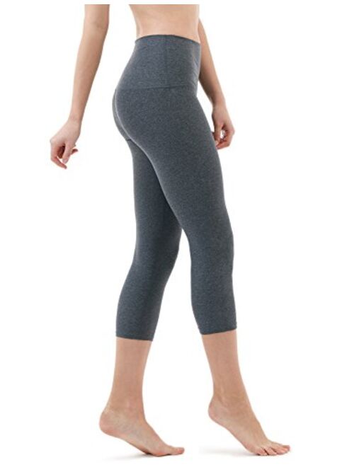TSLA Mid/High Waist Yoga Pants with Pockets, Tummy Control Yoga Leggings, 4 Way Stretch Workout Running Tights, Yogabasic Thick Contour(fyc32) - Heather Charcoal, Medium