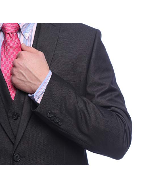 Kenneth Cole REACTION Men's Slim Fit Suit Separate Blazer (Blazer, Pant, and Vest), Charcoal Pindot, 44 Regular