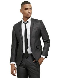 Men's Slim Fit Suit Separate Blazer (Blazer, Pant, and Vest), Gunmetal Basketweave, 48 Regular