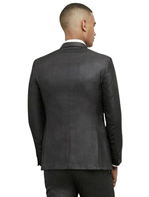 Kenneth Cole REACTION Men's Slim Fit Suit Separate Blazer (Blazer, Pant, and Vest), Gunmetal Basketweave, 48 Regular