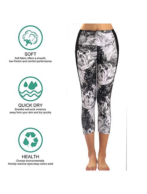 Zinmore Women's Capri Yoga Pants Exercise Running Workout Leggings with Pockets
