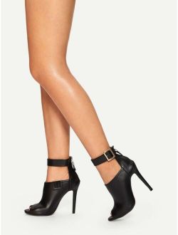 Solid Ankle Strap Stiletto Heels