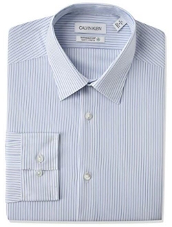 Men's Dress Shirt Non Iron Slim Fit Stretch Stripe