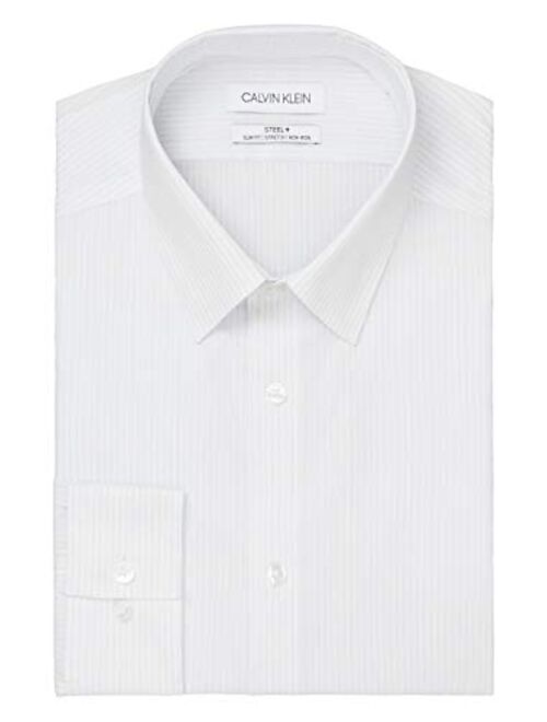 Calvin Klein Men's Dress Shirt Non Iron Slim Fit Stretch Stripe