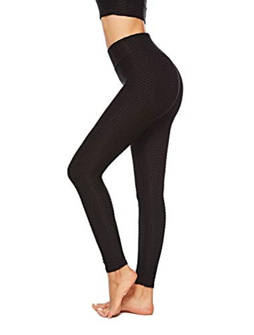 HLZKU Anti-Cellulite Compression Leggings, Women's High Waisted Yoga Pants Mesh Fat Burner Running Tights