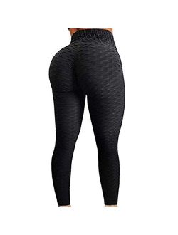 Women's High Waist Textured Workout Leggings Booty Scrunch Butt Lift Yoga Pants Slimming Ruched Tights