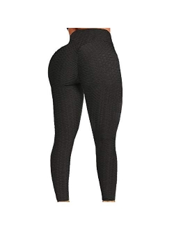 Women's High Waist Textured Workout Leggings Booty Scrunch Butt Lift Yoga Pants Slimming Ruched Tights