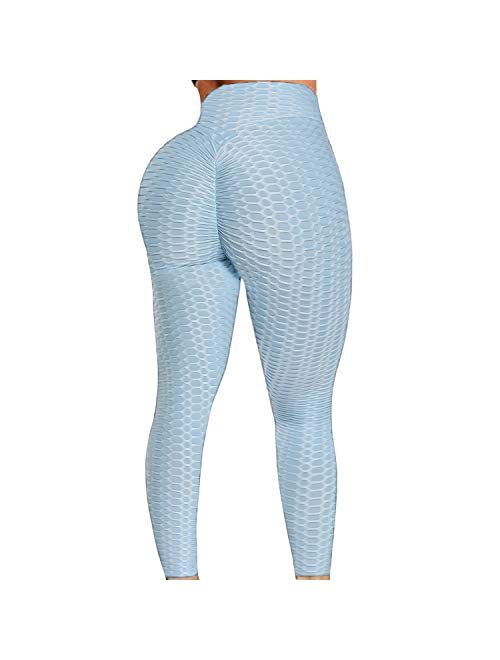 FITTOO Women's High Waist Textured Workout Leggings Booty Scrunch Butt Lift Yoga Pants Slimming Ruched Tights