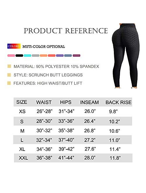 RIOJOY Women's Ruched Butt Lifting High Waist Yoga Pants Tummy Control Stretchy Workout Leggings Textured Booty Tights