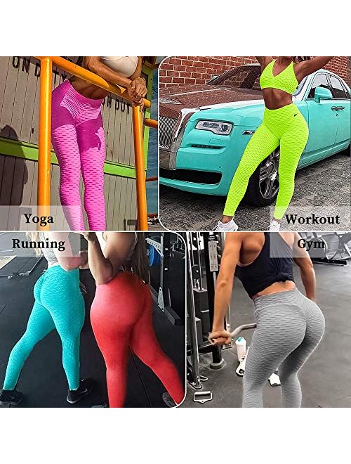 YASION Ruched Butt Yoga Pants High Waisted Booty Lifting Anti Cellulite Textured Scrunch Workout Leggings for Women