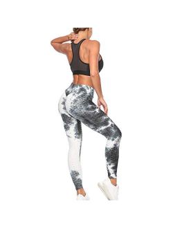 Smereould Workout Leggings Yoga Pants for Women Tie-Dye High Waisted Tummy Control Scrunch Butt Lifting Leggings