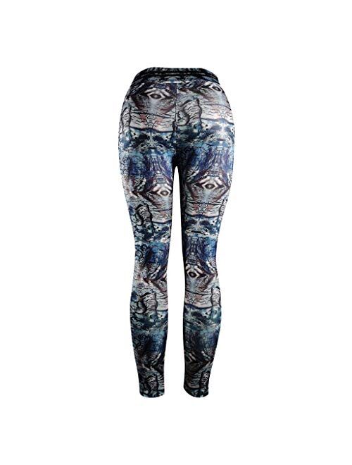 MURTIAL Women Tie-Dyed Print Scrunch Yoga Leggings, Stretch Butt Lifting Pants Sport Running Track Pants(Blue 3,S)