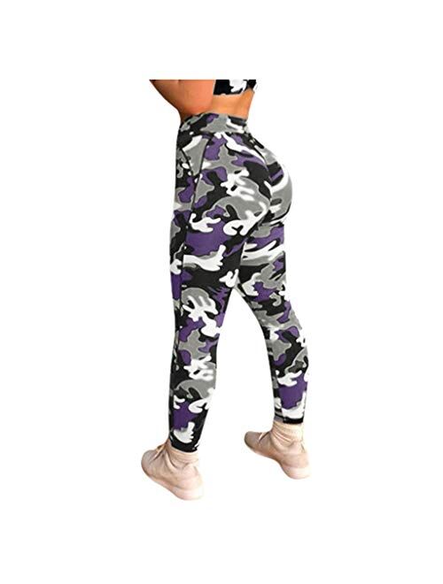 MURTIAL Women Tie-Dyed Print Scrunch Yoga Leggings, Stretch Butt Lifting Pants Sport Running Track Pants(Purple A,L)
