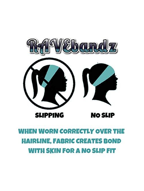 RAVEbandz! PRO Wide Stretch Non Slip Hair Bands Moisture Wicking, Lightweight, Breathable Fabric Headbands Unisex Designs for Everyone For Sports, Workouts, Style