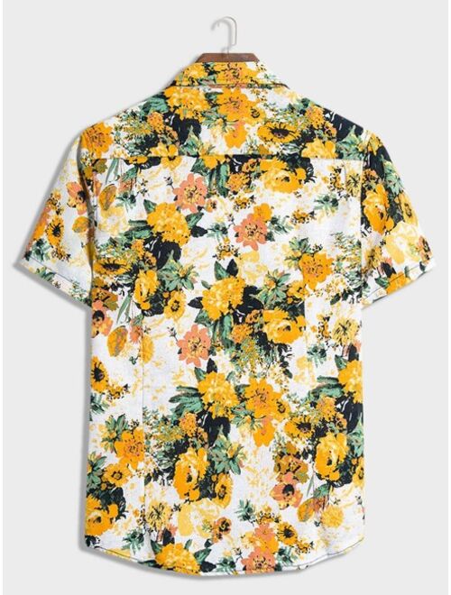 Shein Men Floral Print Button Up Shirt