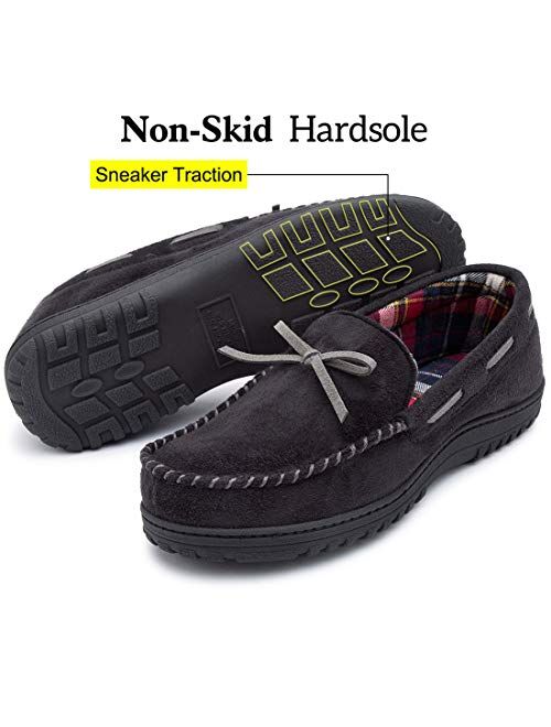 RockDove Mens Flannel Lined Moccasin Slipper with Memory Foam