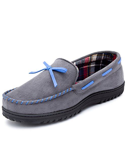RockDove Mens Flannel Lined Moccasin Slipper with Memory Foam