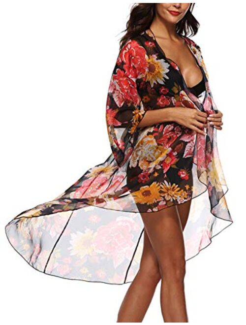 Gauzy floral handmade kimono cardigan cover upsheer lightweight floral cardigan cover up toplingeriegypsy festival topsmlplusone size