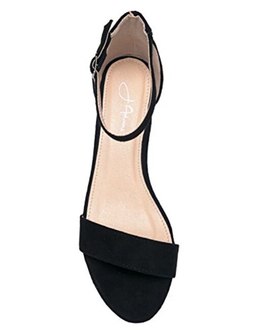 J. Adams Ankle Strap Kitten Heel - Adorable Low Block Heel - Daisy