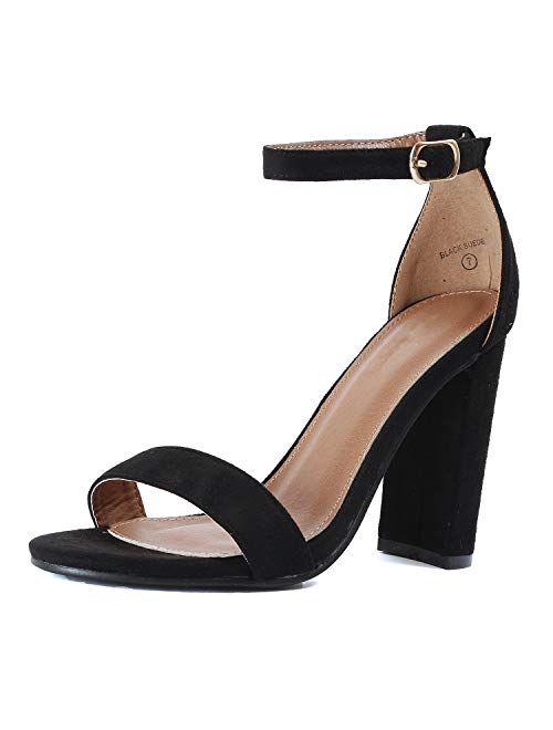Guilty Shoes Guilty Heart | Womens Comfort Open Toe Ankle Strap Chunky Block High Heel | Sexy Dress Formal Party Sandal
