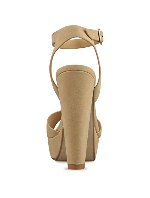 Premier Standard - Women's Platform Ankle Strap High Heel - Open Toe Strappy Buckle Sandal Pump - Formal Party Chunky Dress Heel