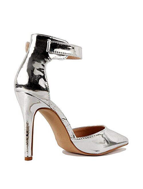 Women's Stiletto Pump Two Piece Ankle Strap Closed Pointy Toe Dress Wedding Party Summer Dancing Shoes JM01