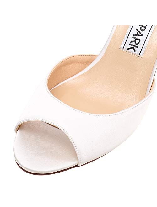 ElegantPark Women Peep Toe High Heel Sandals Bridal Wedding Shoes for Bride Ankle Strap