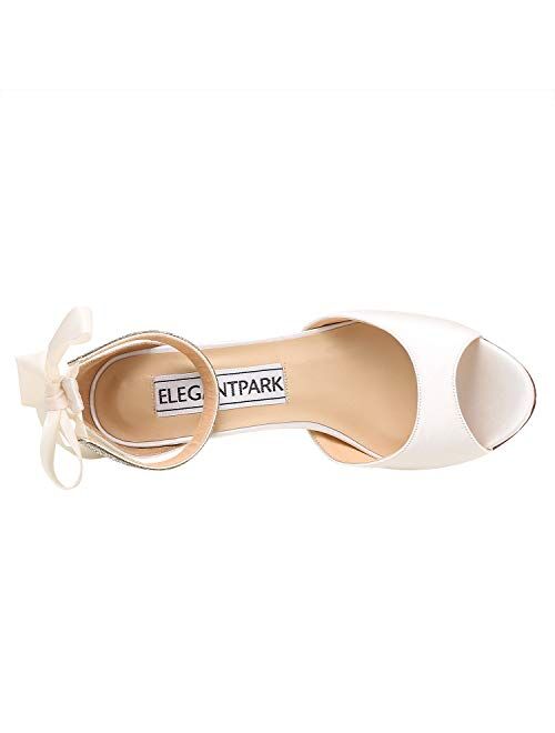 ElegantPark Women Peep Toe High Heel Sandals Bridal Wedding Shoes for Bride Ankle Strap