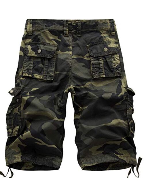 chouyatou Men's Active Normal Waist Loose Multi-Pocket Versatile Twill Cargo Shorts