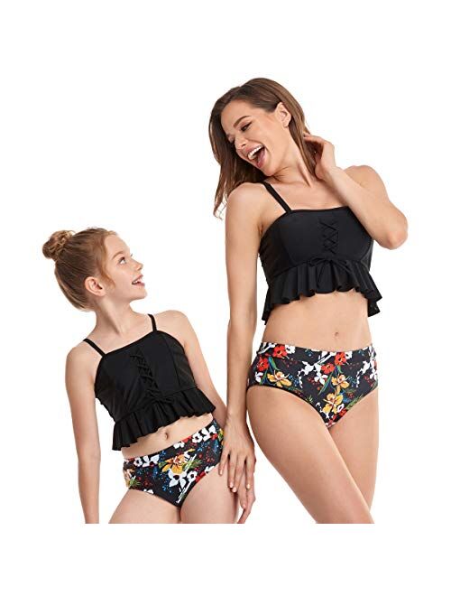 Rosiika Girls Kids Swimsuit Two Pieces Bikini Set Ruffle Falbala Swimwear Bathing Suits