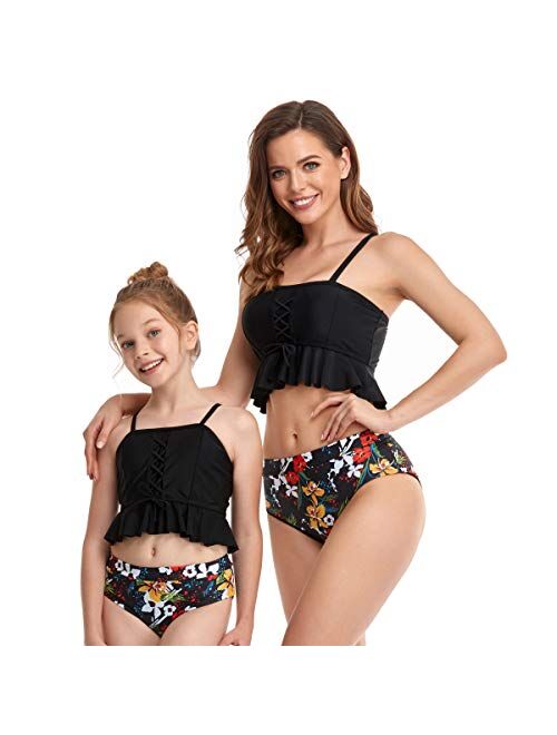 Rosiika Girls Kids Swimsuit Two Pieces Bikini Set Ruffle Falbala Swimwear Bathing Suits