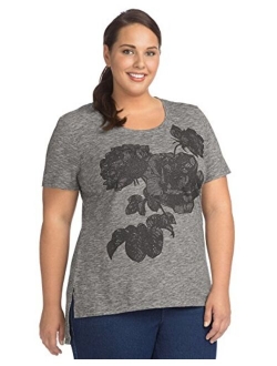 Women's Size Plus Short Sleeve Graphic Tunic T-shirt