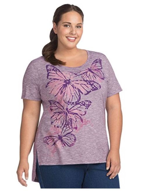 JUST MY SIZE Women's Size Plus Short Sleeve Graphic Tunic T-shirt