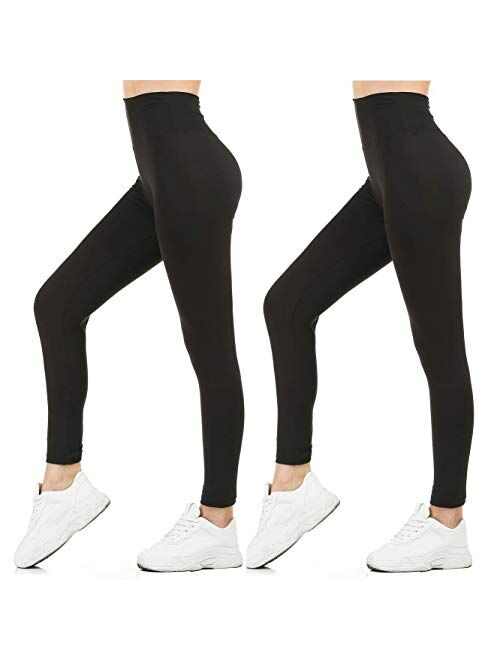 Gnpolo Black High Waisted Tummy Control Compression Leggings Pack Soft Slim Tummy Control Yoga Pants